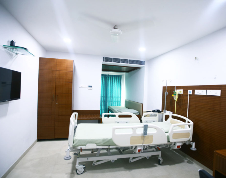 A deluxe room at Sri Balaji Hospital, Chennai.