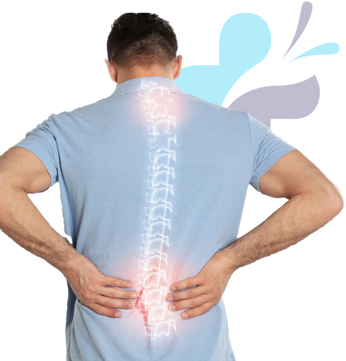 A man holding his back illustrates severe back pain.