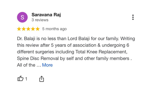 Review from Saravana Raj, who has undergone multiple surgeries at Sri Balaji Hospital.