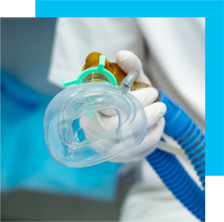 Image of a ventilator mask used for the patient during surgery.